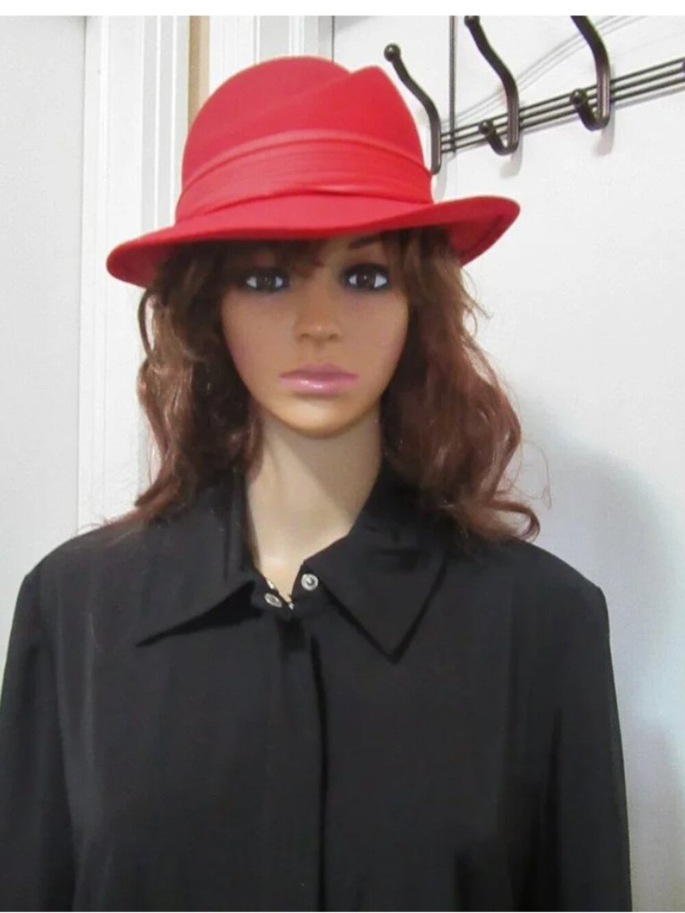 Vintage Red 100% Wool Hat doeskin felt- FIRM PRICE